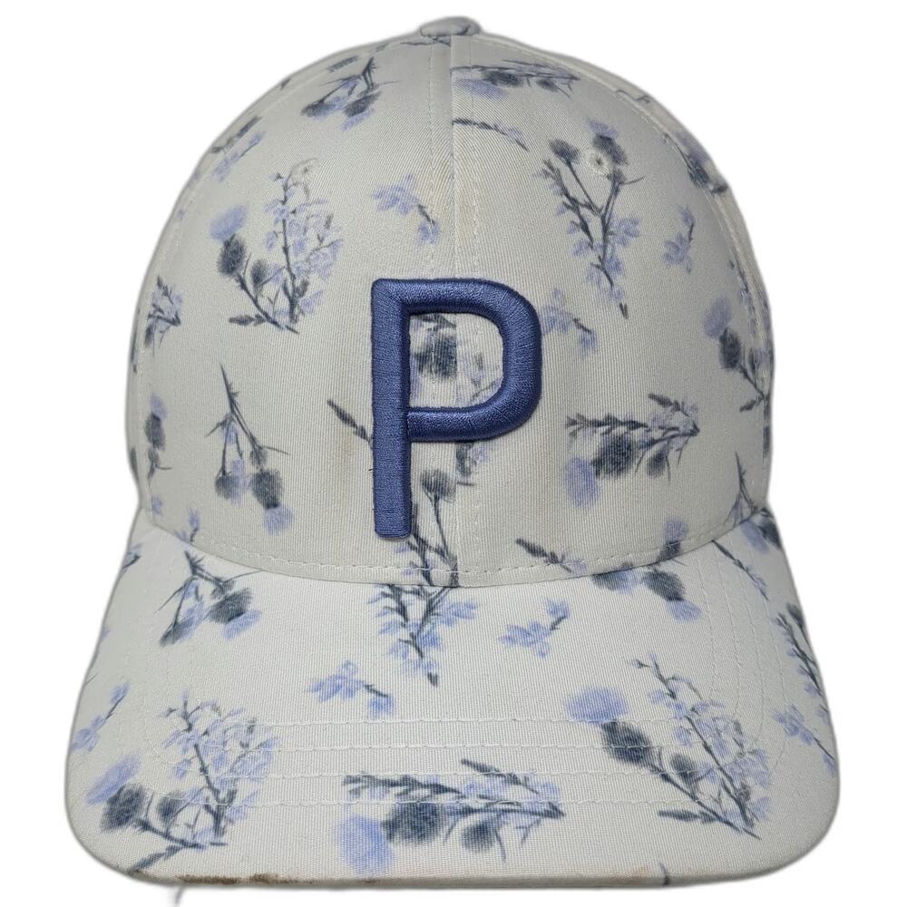 Puma Snapback Hat White Blue One Size Floral Thistle Golf P Logo 110 Cap